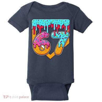 67 Ice Cream Drip Home Plate Baseball Six Seven Baby Bodysuit