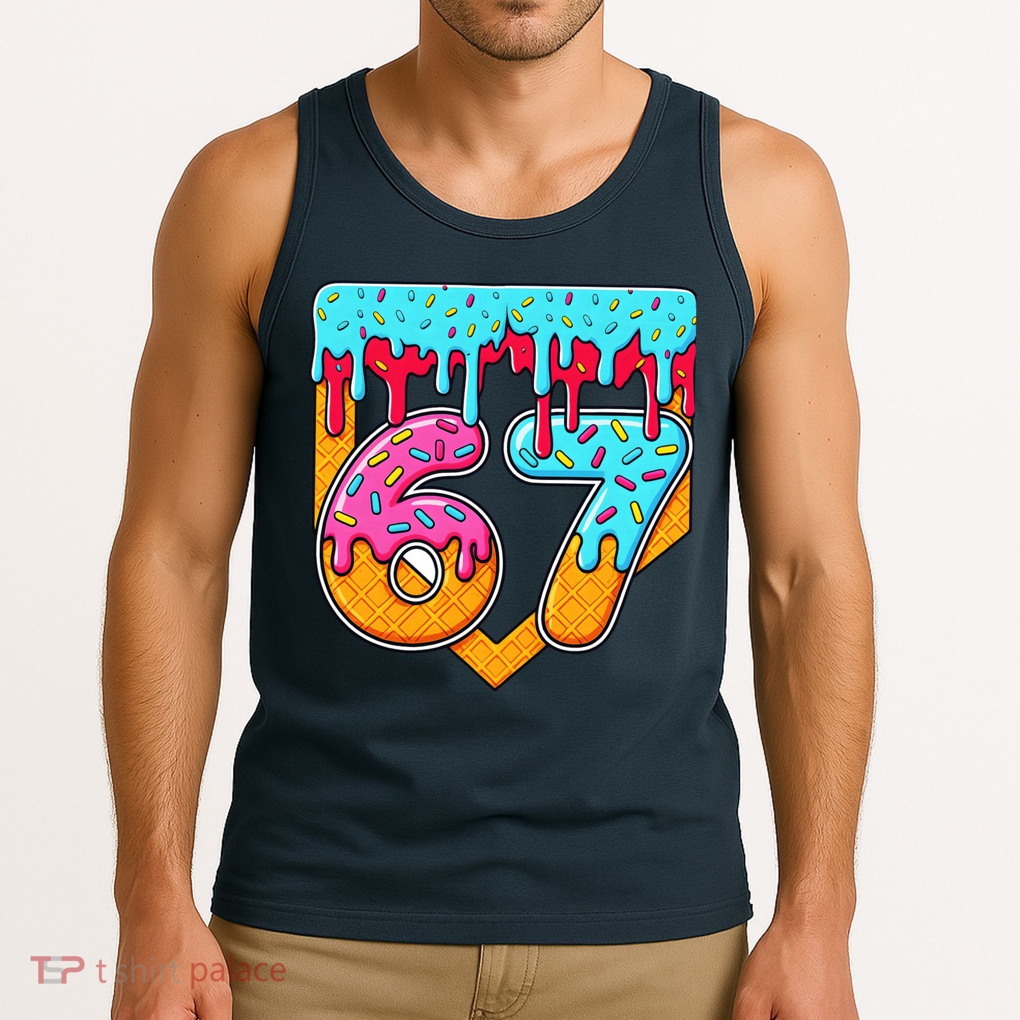 67 Ice Cream Drip Home Plate Baseball Six Seven Tank Top