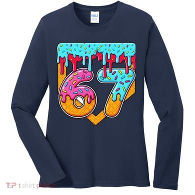 67 Ice Cream Drip Home Plate Baseball Six Seven Women's Long Sleeve Shirt