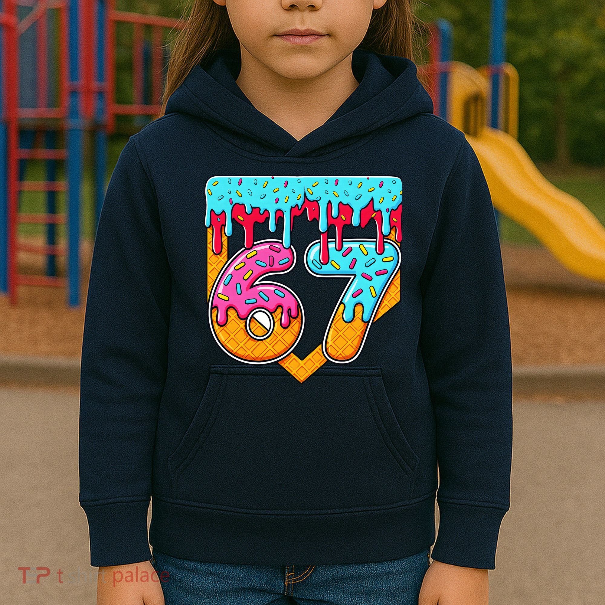 67 Ice Cream Drip Home Plate Baseball Six Seven Kids Hoodie