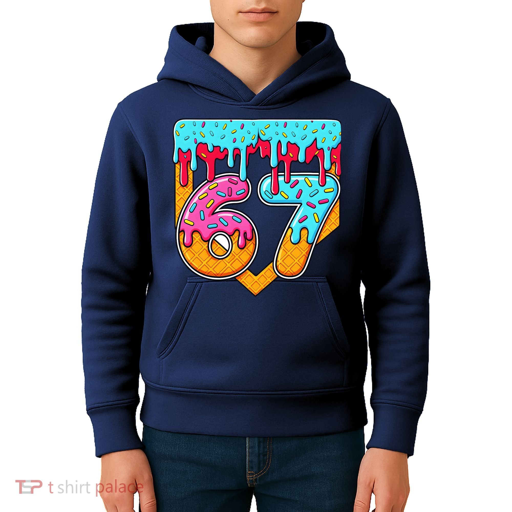 67 Ice Cream Drip Home Plate Baseball Six Seven Kids Hoodie