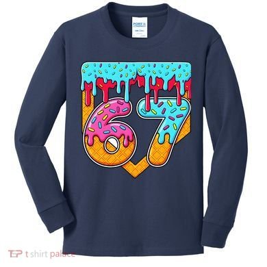 67 Ice Cream Drip Home Plate Baseball Six Seven Kids Long Sleeve Shirt
