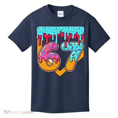 67 Ice Cream Drip Home Plate Baseball Six Seven Kids T-Shirt