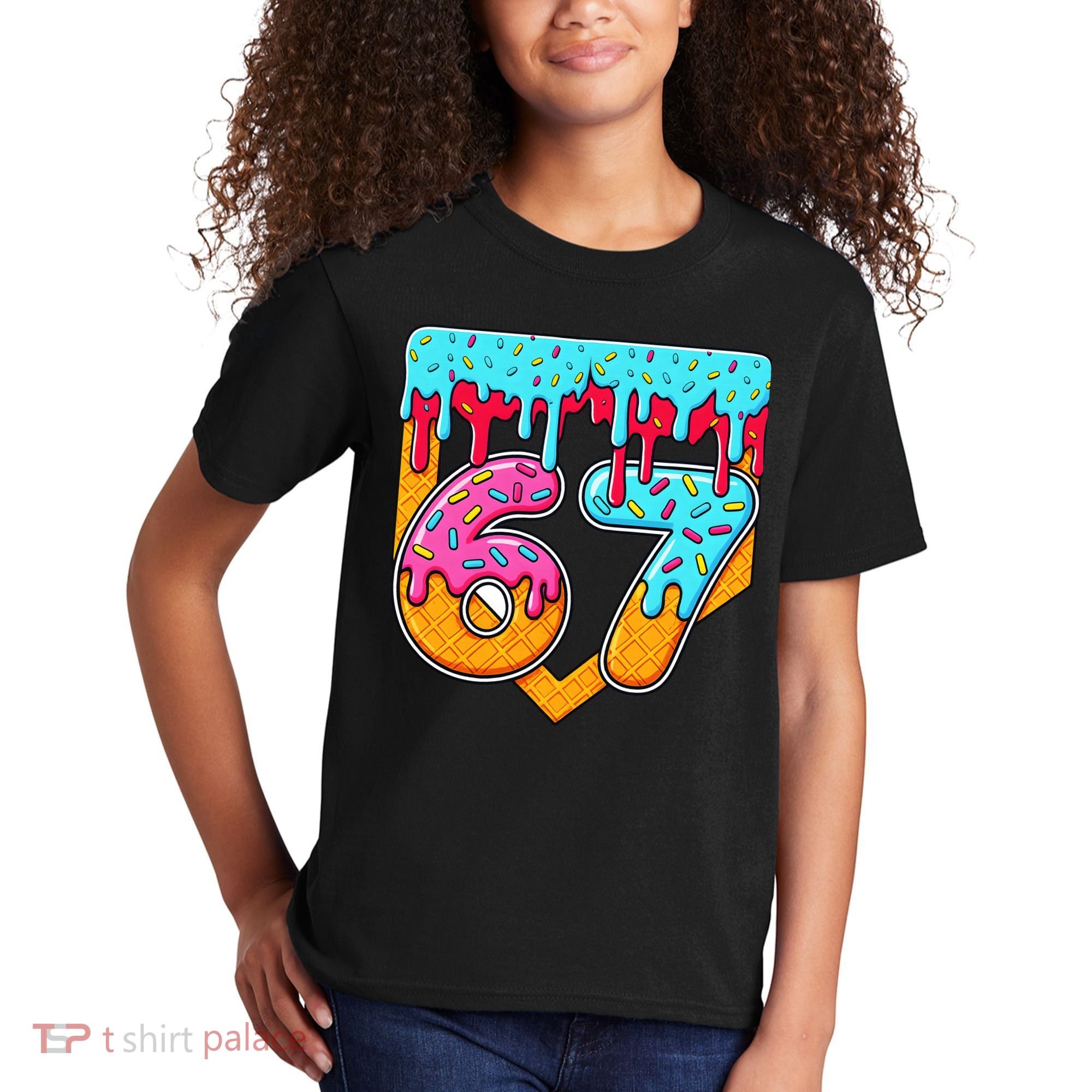 67 Ice Cream Drip Home Plate Baseball Six Seven Kids T-Shirt