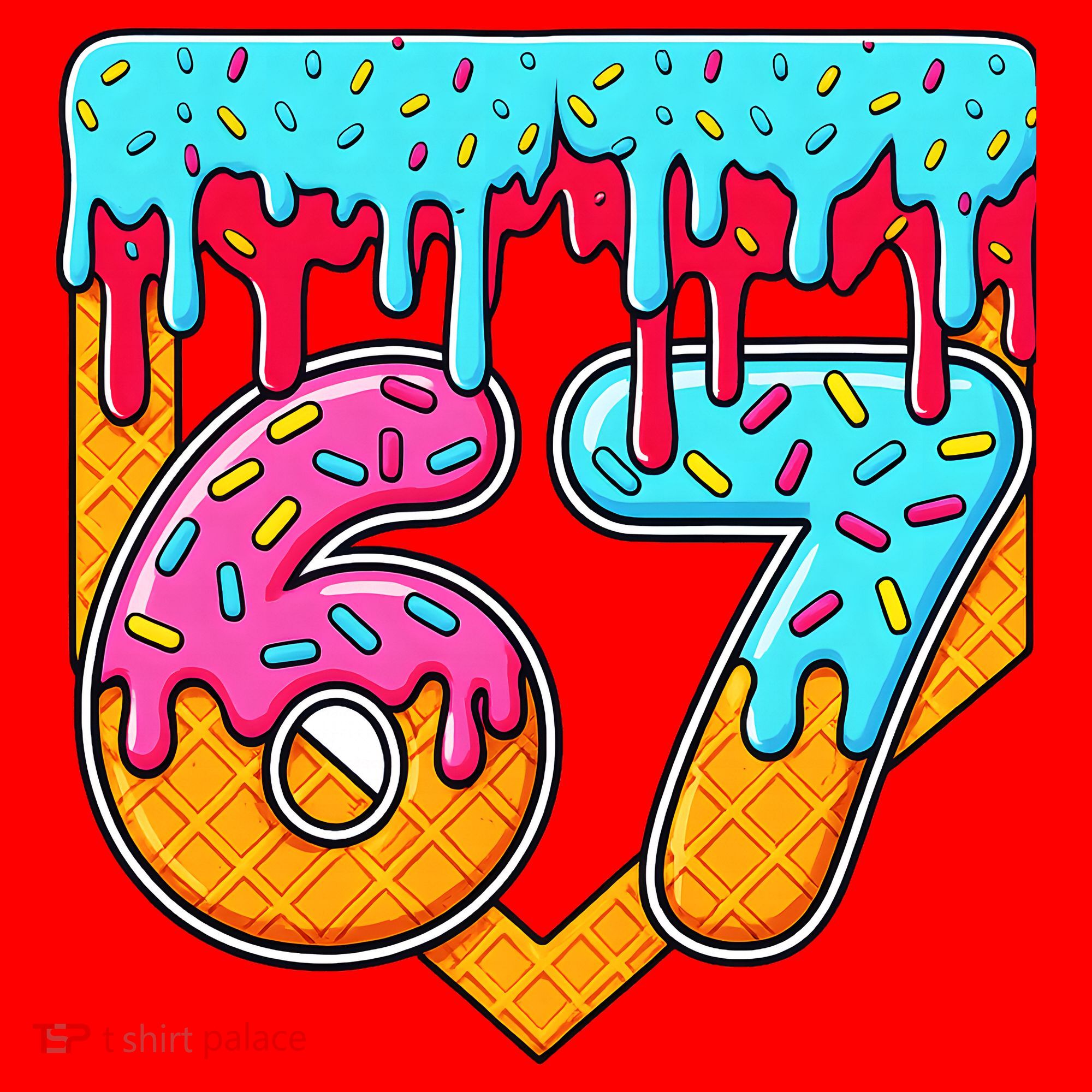 67 Ice Cream Drip Home Plate Baseball Six Seven Santa Hat