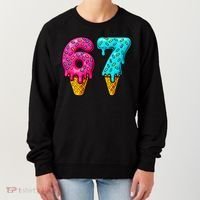 67 Ice Cream Cone Drip Number Sports 6-7 Meme Women's Sweatshirt thumb 0