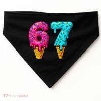 67 Ice Cream Cone Drip Number Sports 6-7 Meme USA-Made Doggie Bandana thumb 0