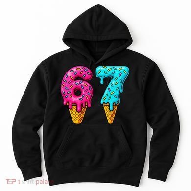 67 Ice Cream Cone Drip Number Sports 6-7 Meme Hoodie