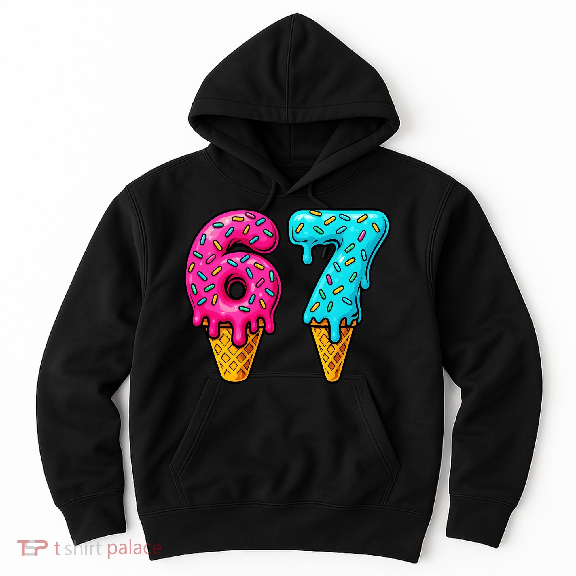67 Ice Cream Cone Drip Number Sports 6-7 Meme Hoodie