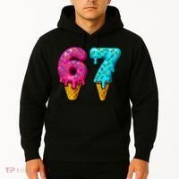 67 Ice Cream Cone Drip Number Sports 6-7 Meme Hoodie thumb 2