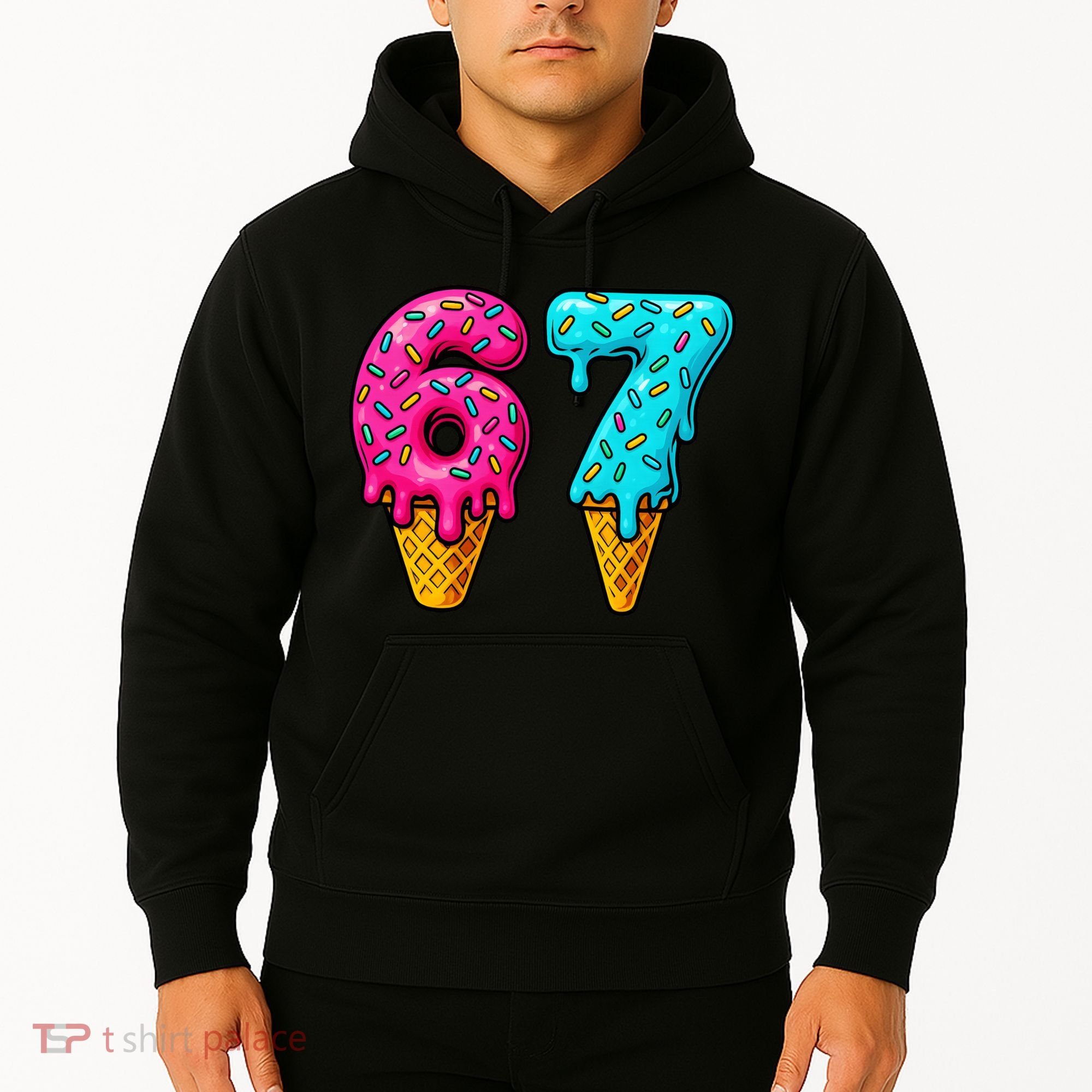 67 Ice Cream Cone Drip Number Sports 6-7 Meme Hoodie