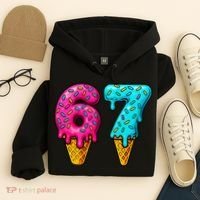 67 Ice Cream Cone Drip Number Sports 6-7 Meme Hoodie thumb 4