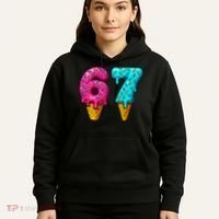 67 Ice Cream Cone Drip Number Sports 6-7 Meme Hoodie thumb 5