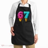 67 Ice Cream Cone Drip Number Sports 6-7 Meme Apron thumb 2