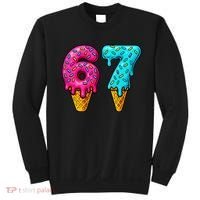 67 Ice Cream Cone Drip Number Sports 6-7 Meme Sweatshirt thumb 0