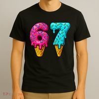 67 Ice Cream Cone Drip Number Sports 6-7 Meme T-Shirt thumb 3