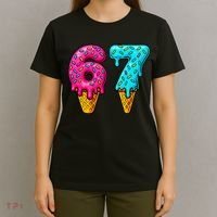67 Ice Cream Cone Drip Number Sports 6-7 Meme T-Shirt thumb 4