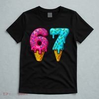 67 Ice Cream Cone Drip Number Sports 6-7 Meme T-Shirt thumb 5