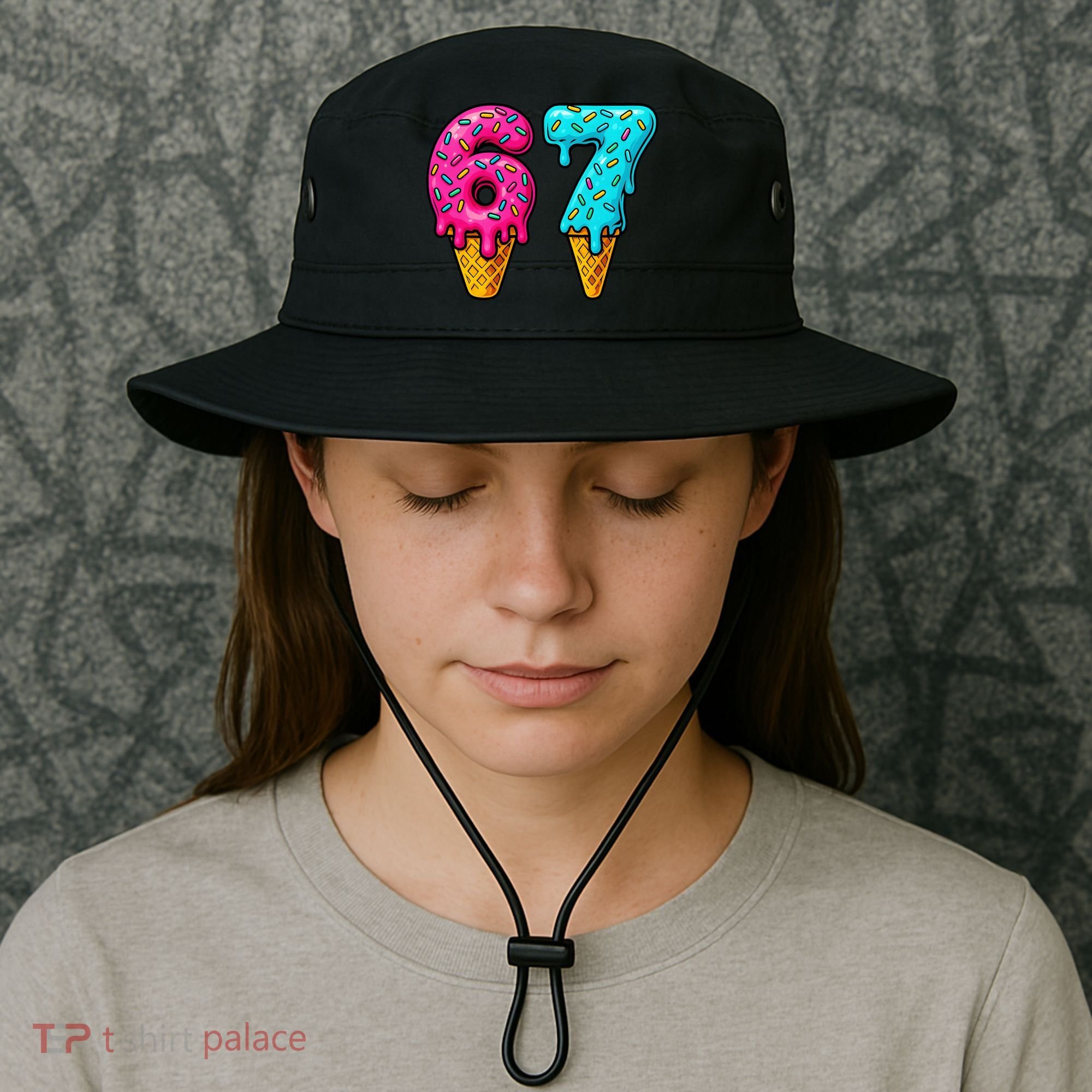 67 Ice Cream Cone Drip Number Sports 6-7 Meme Bucket Hat