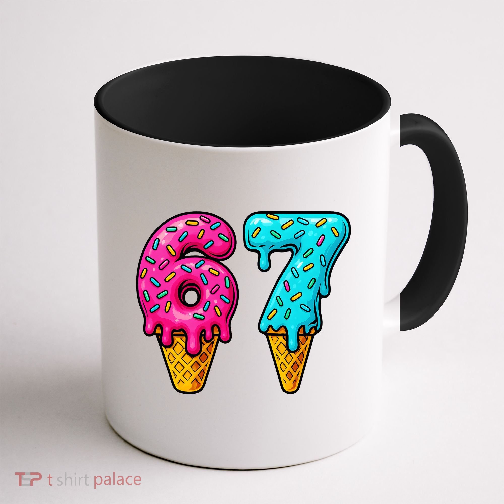 67 Ice Cream Cone Drip Number Sports 6-7 Meme Coffee Mug