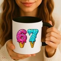 67 Ice Cream Cone Drip Number Sports 6-7 Meme Coffee Mug thumb 3