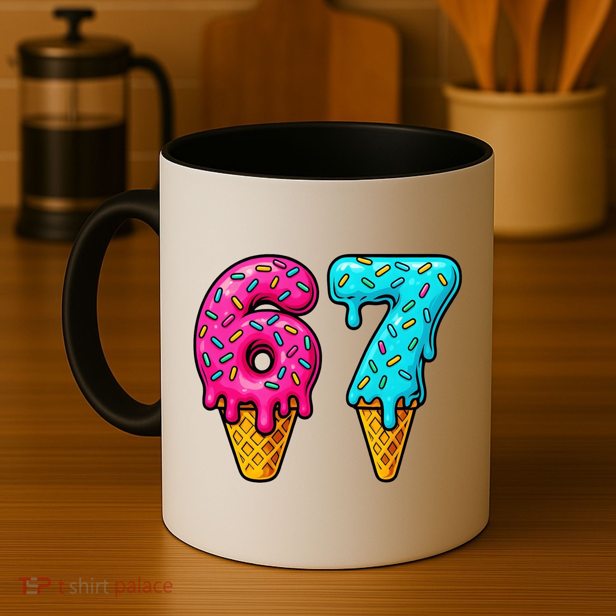 67 Ice Cream Cone Drip Number Sports 6-7 Meme Coffee Mug