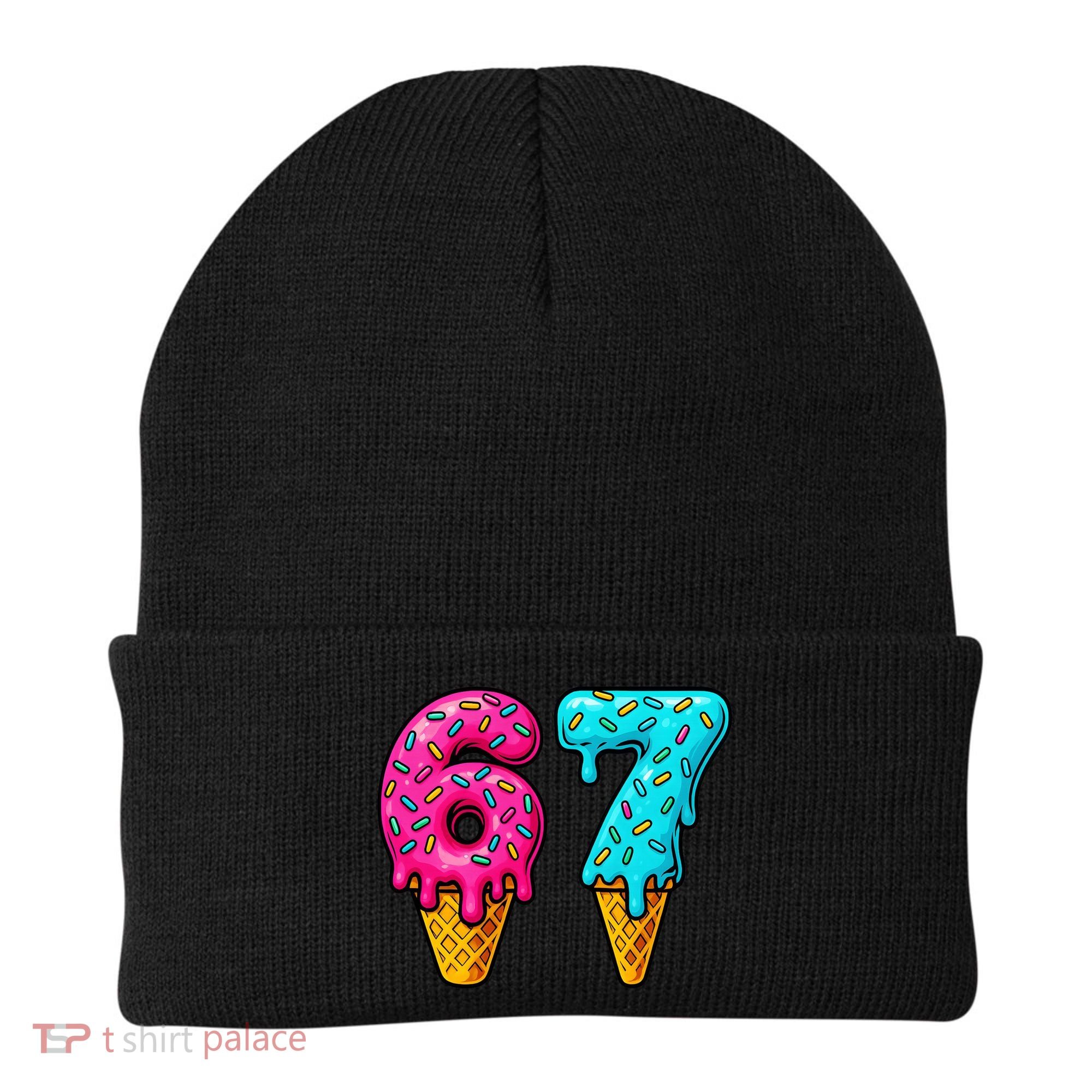 67 Ice Cream Cone Drip Number Sports 6-7 Meme Beanie