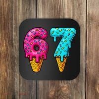 67 Ice Cream Cone Drip Number Sports 6-7 Meme Coaster thumb 0