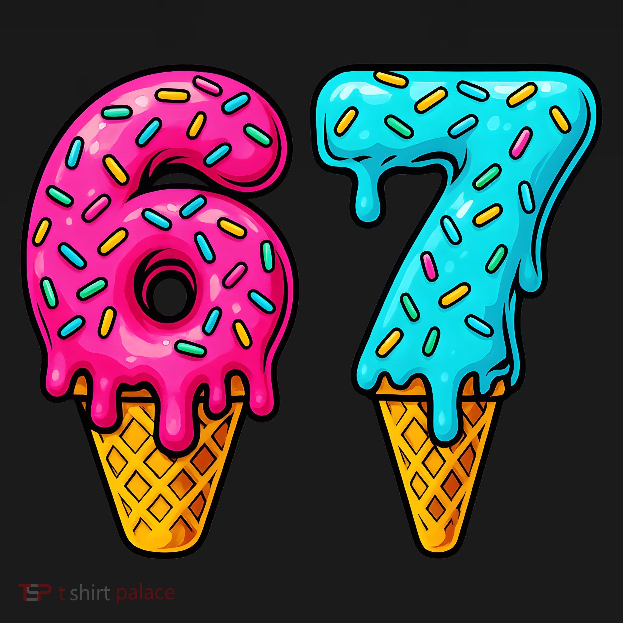 67 Ice Cream Cone Drip Number Sports 6-7 Meme Women's Hoodie
