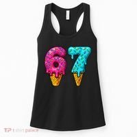 67 Ice Cream Cone Drip Number Sports 6-7 Meme Women's Tank Top thumb 0