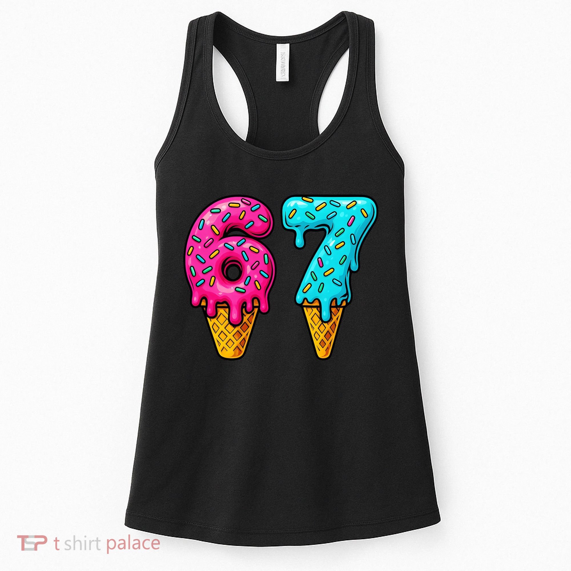 67 Ice Cream Cone Drip Number Sports 6-7 Meme Women's Tank Top