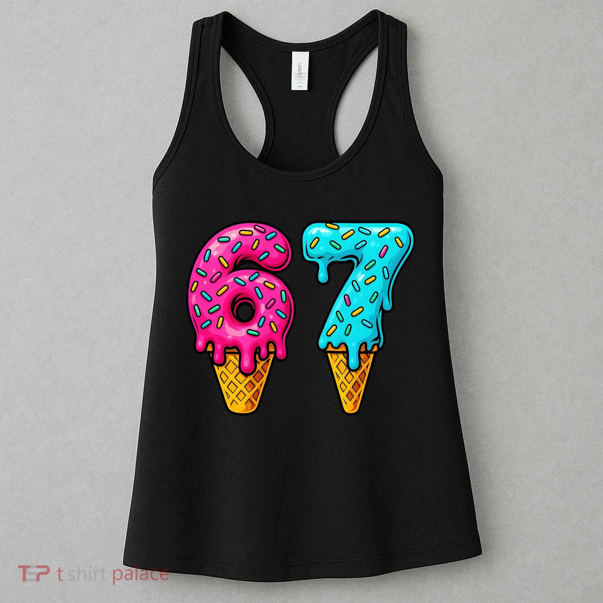 67 Ice Cream Cone Drip Number Sports 6-7 Meme Women's Tank Top