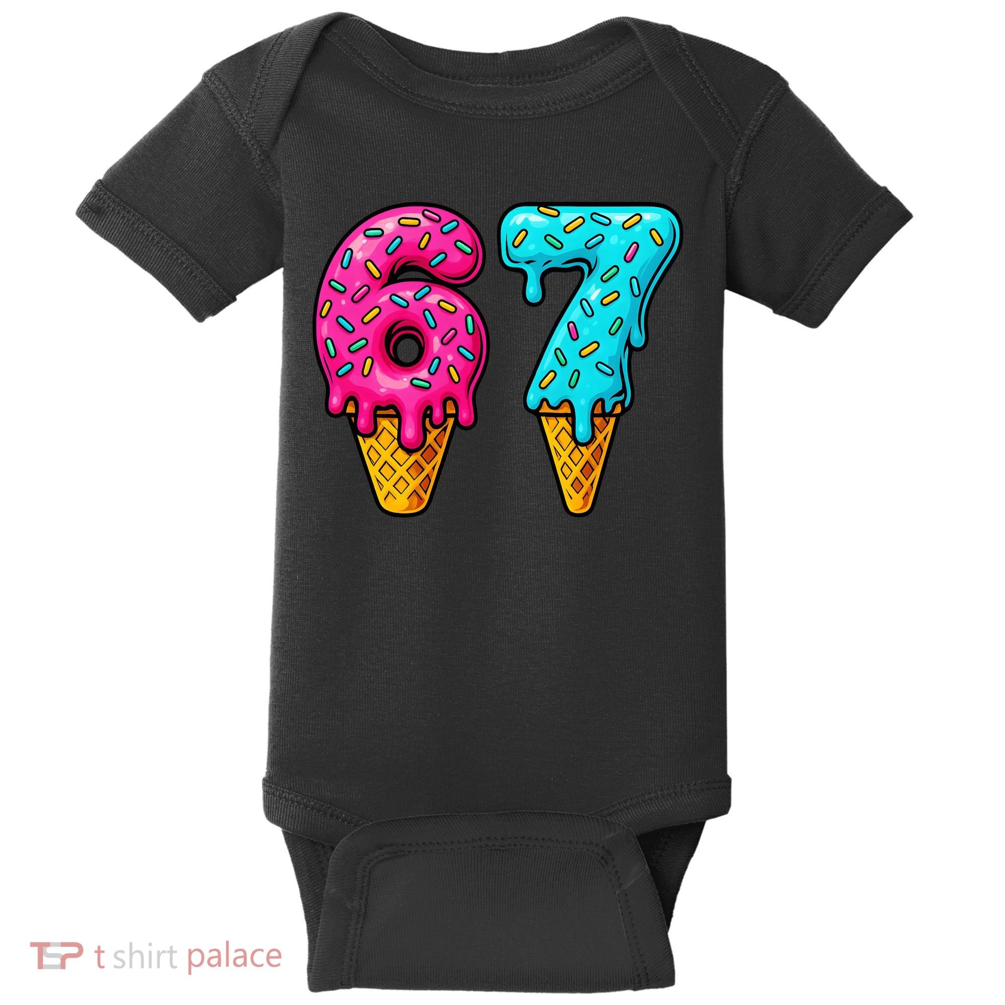 67 Ice Cream Cone Drip Number Sports 6-7 Meme Baby Bodysuit