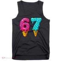 67 Ice Cream Cone Drip Number Sports 6-7 Meme Tank Top thumb 0