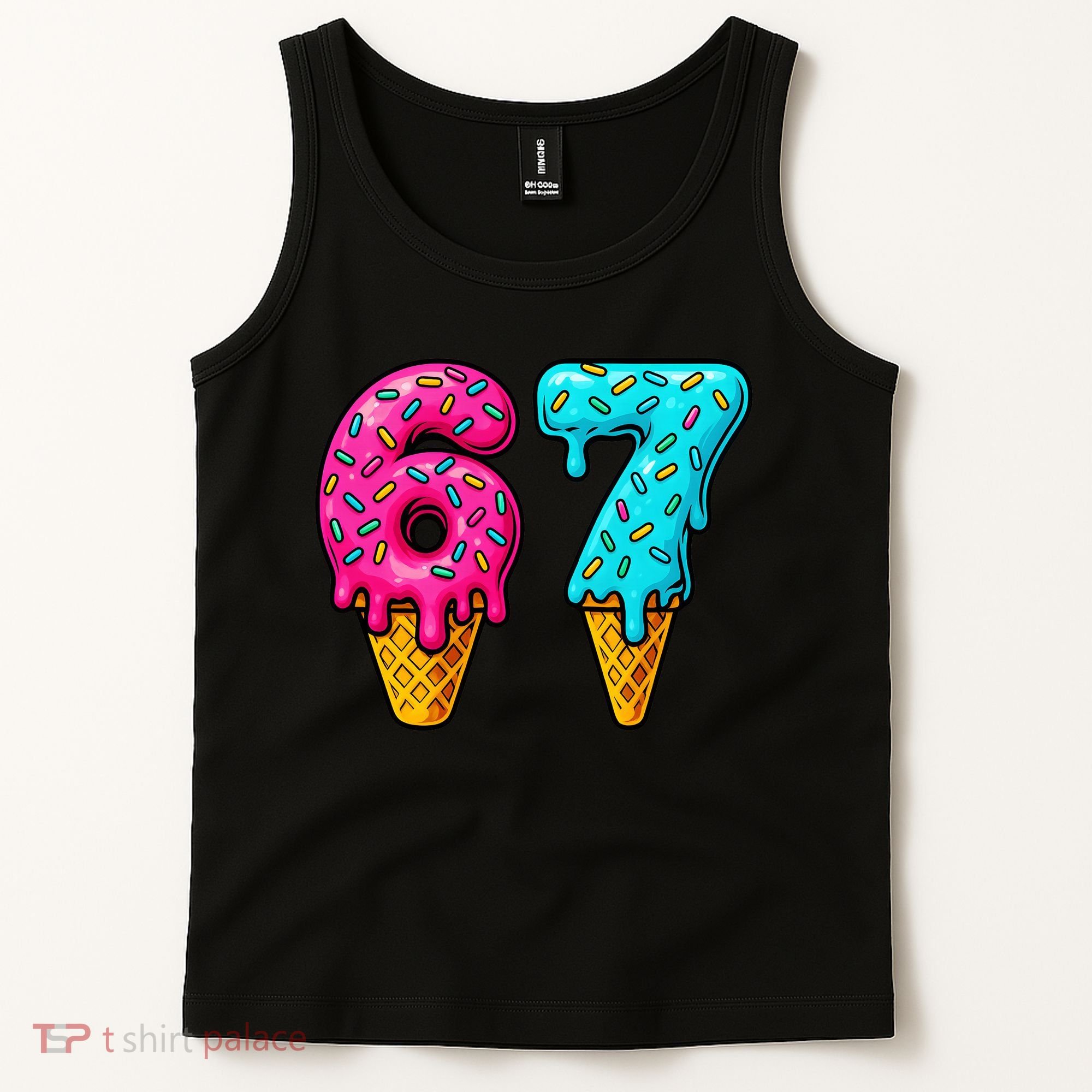 67 Ice Cream Cone Drip Number Sports 6-7 Meme Tank Top