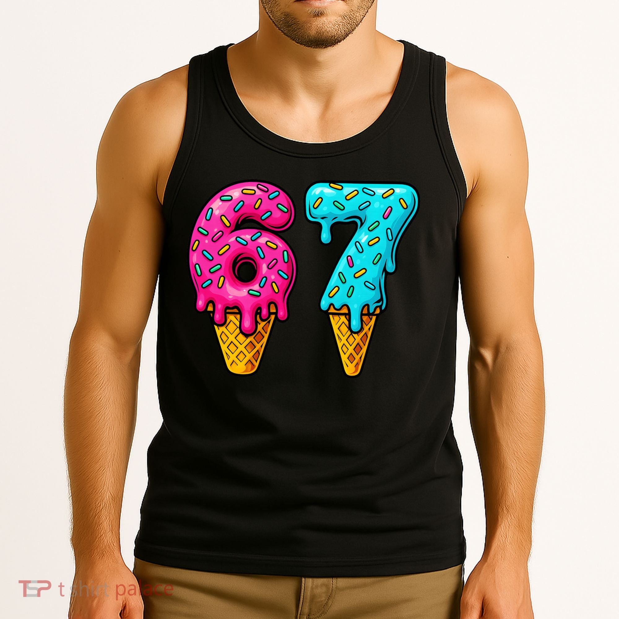 67 Ice Cream Cone Drip Number Sports 6-7 Meme Tank Top