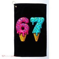 67 Ice Cream Cone Drip Number Sports 6-7 Meme Golf Towel thumb 0