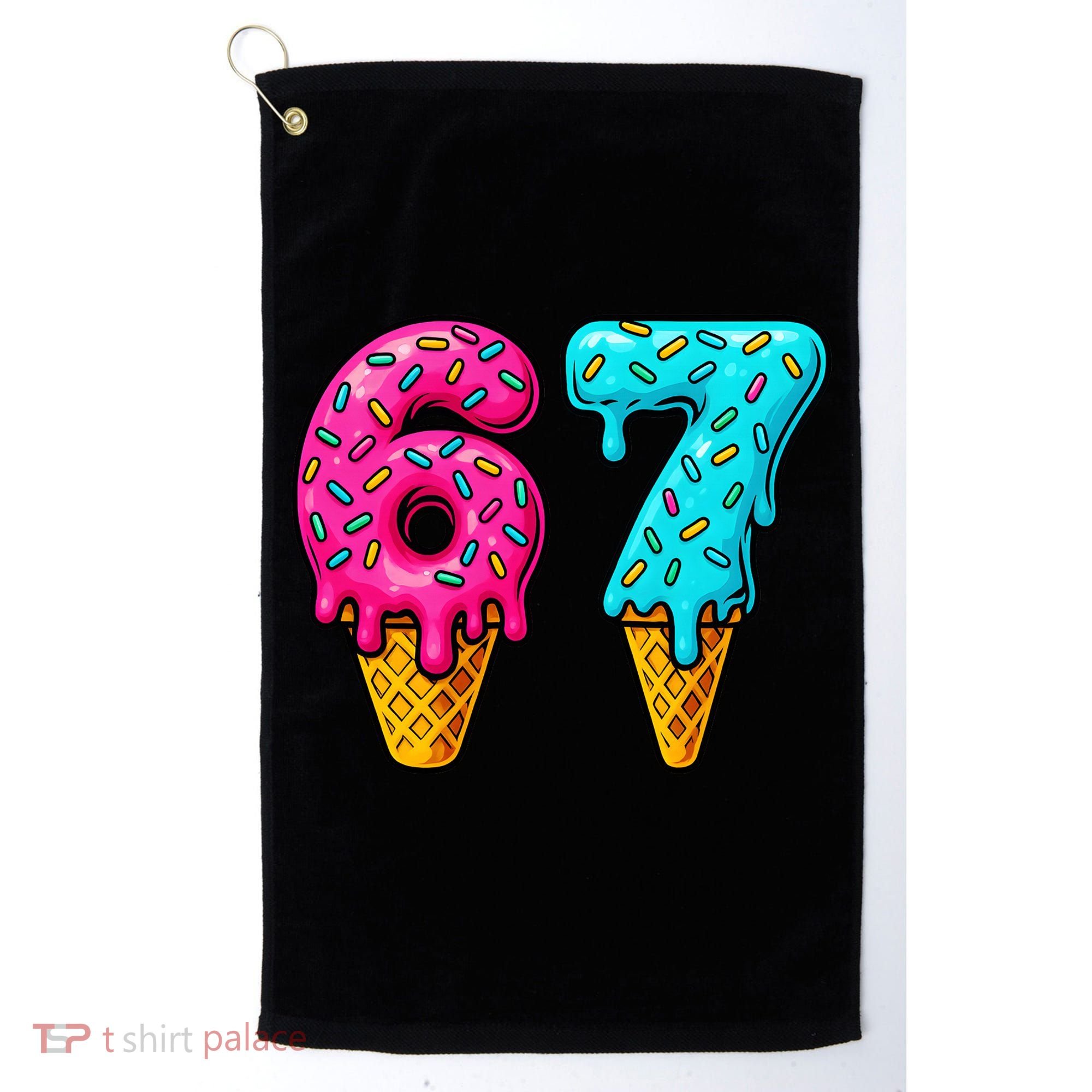 67 Ice Cream Cone Drip Number Sports 6-7 Meme Golf Towel