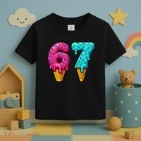 67 Ice Cream Cone Drip Number Sports 6-7 Meme Toddler T-Shirt thumb 3