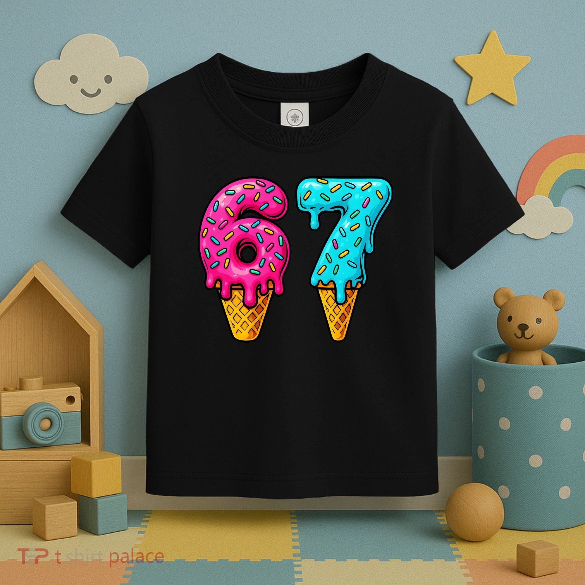 67 Ice Cream Cone Drip Number Sports 6-7 Meme Toddler T-Shirt