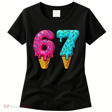 67 Ice Cream Cone Drip Number Sports 6-7 Meme Women's T-Shirt