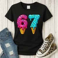 67 Ice Cream Cone Drip Number Sports 6-7 Meme Women's T-Shirt thumb 3