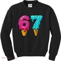 67 Ice Cream Cone Drip Number Sports 6-7 Meme Kids Sweatshirt thumb 0