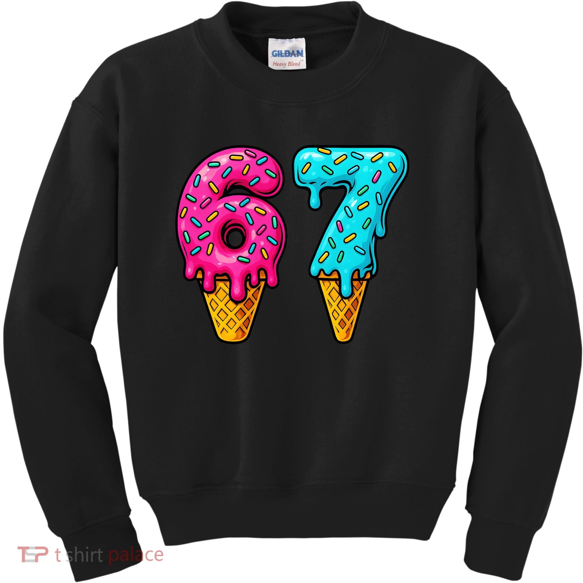 67 Ice Cream Cone Drip Number Sports 6-7 Meme Kids Sweatshirt