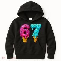 67 Ice Cream Cone Drip Number Sports 6-7 Meme Kids Hoodie thumb 0