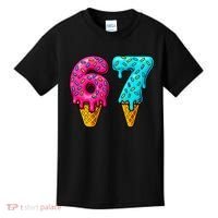 67 Ice Cream Cone Drip Number Sports 6-7 Meme Kids T-Shirt thumb 0