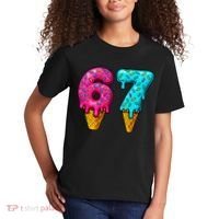 67 Ice Cream Cone Drip Number Sports 6-7 Meme Kids T-Shirt thumb 2