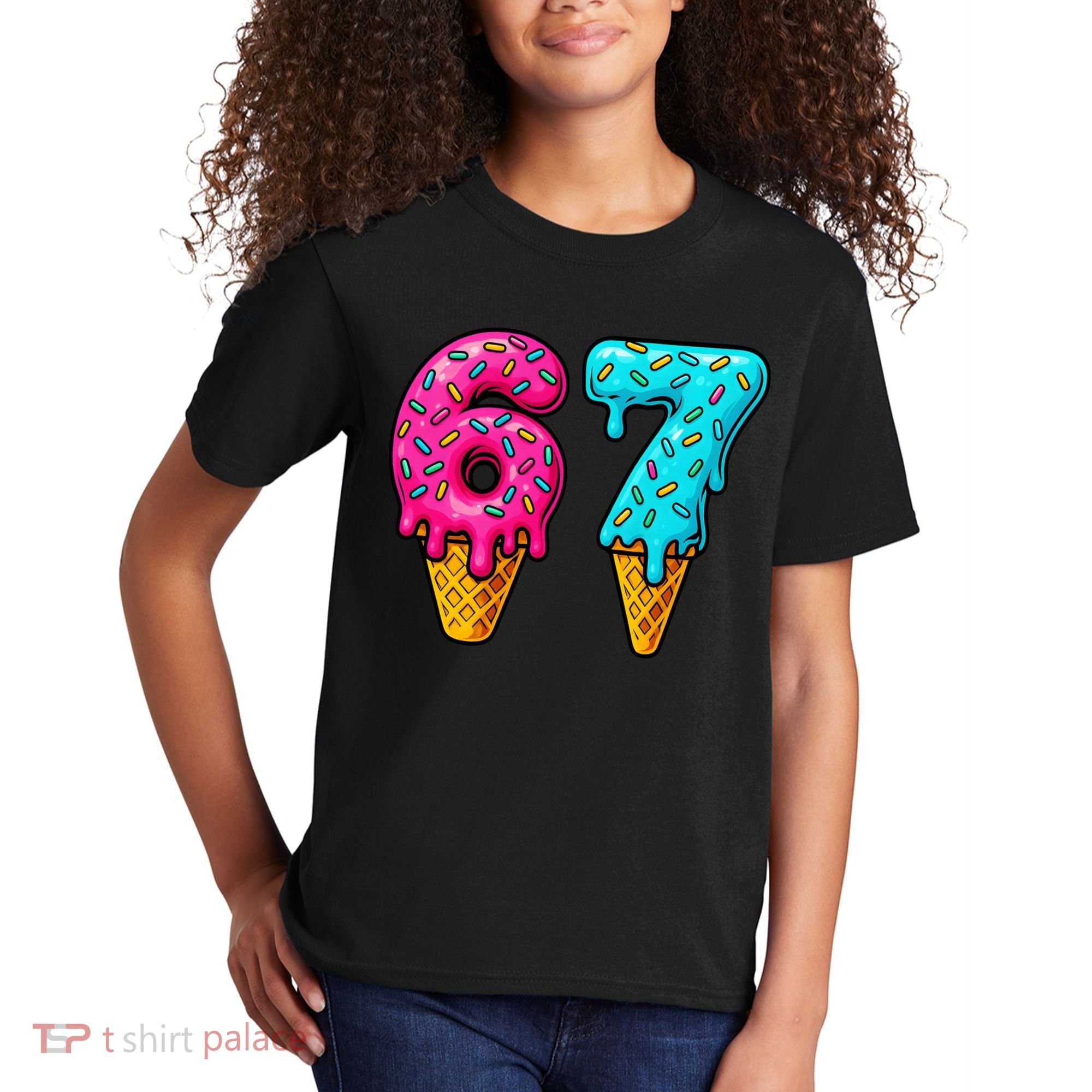 67 Ice Cream Cone Drip Number Sports 6-7 Meme Kids T-Shirt