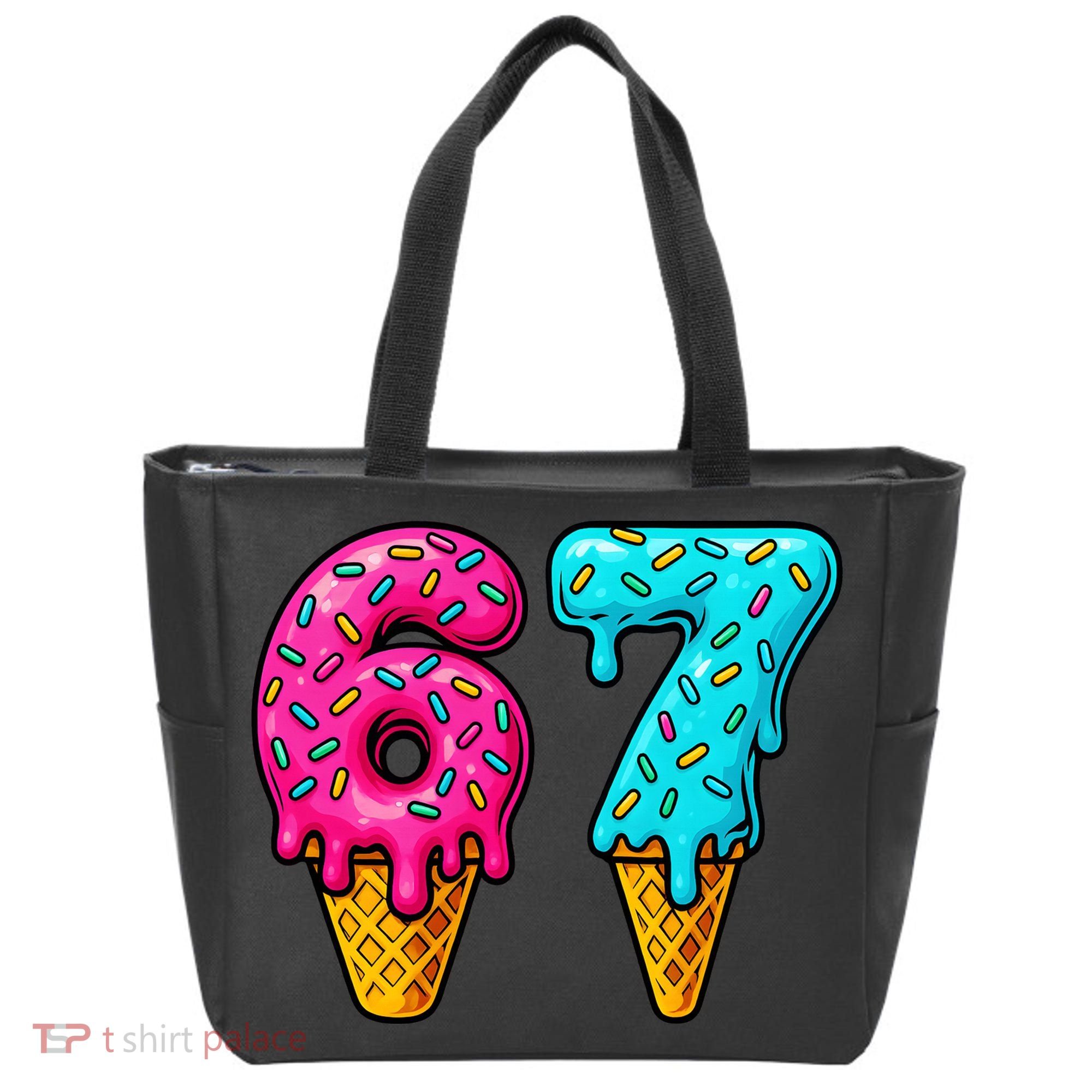 67 Ice Cream Cone Drip Number Sports 6-7 Meme Tote Bag