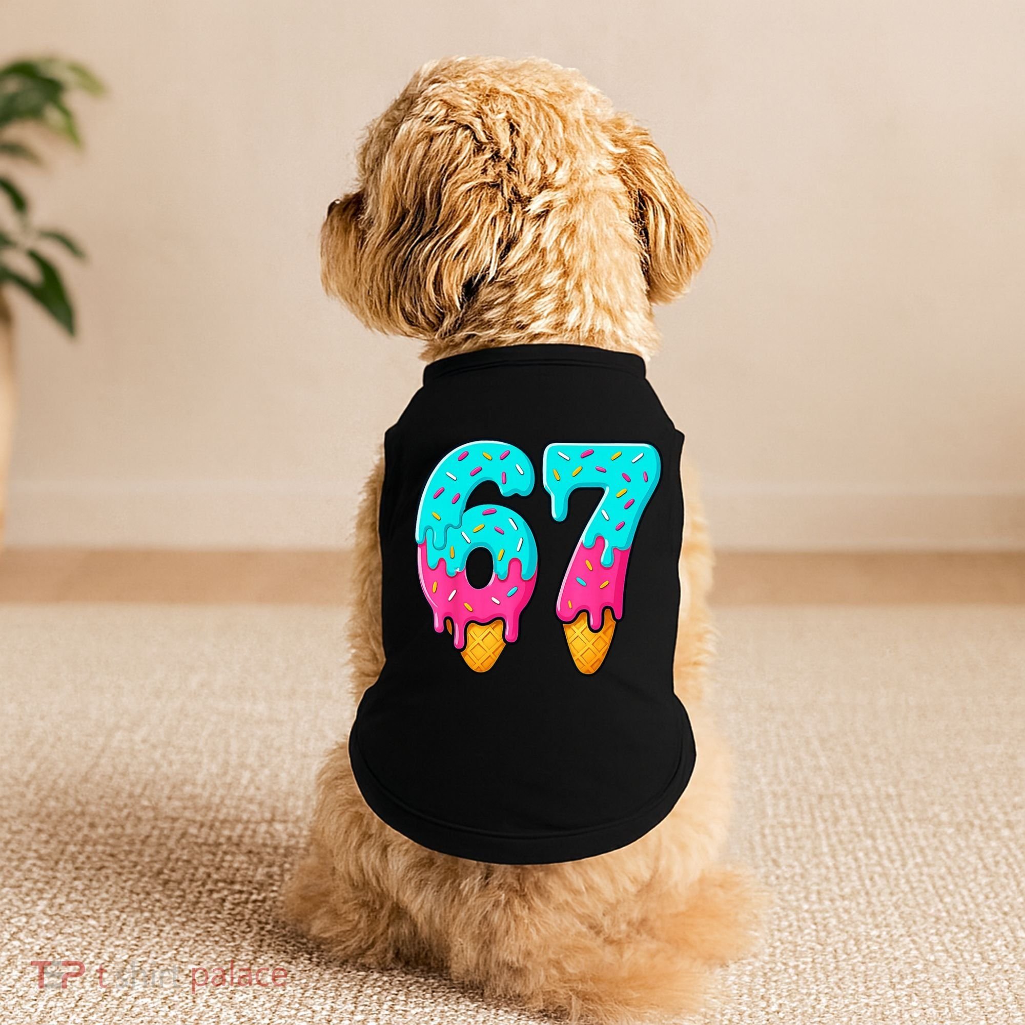67 Ice Cream Drip Meme Funny Six Seven Gen Alpha Slang Doggie Tank